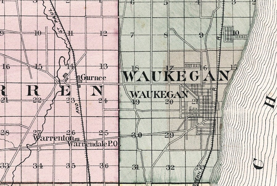 1885 Map of Lake County Illinois