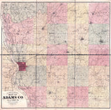 1889 Farm Line Map of Adams County Illinois Quincy