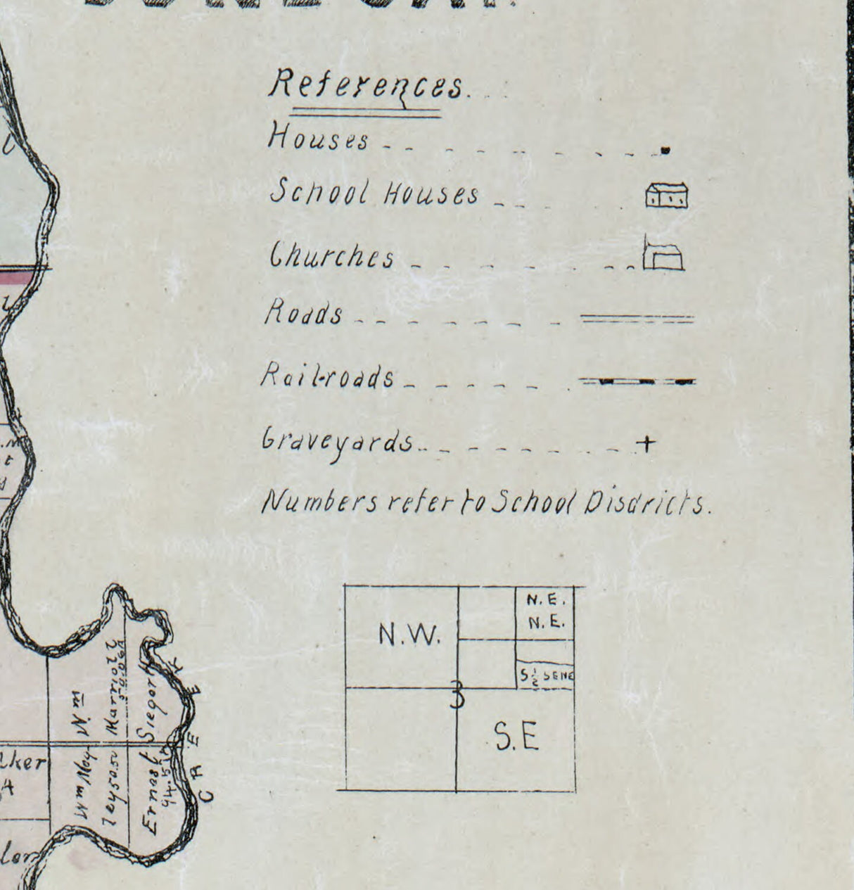 1891 Farm Line Map of Edwards County Illinois Albion