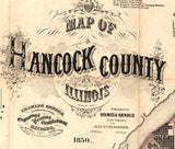 1859 Map of Hancock County Illinois Carthage
