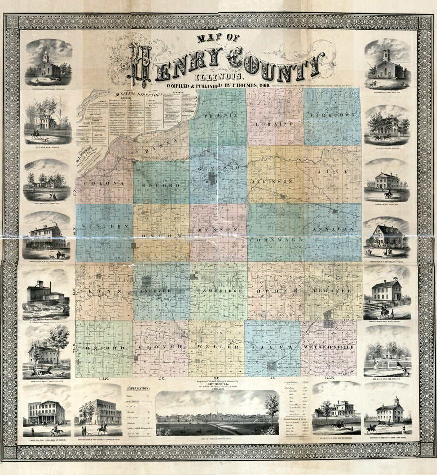 1860 Map of Henry County Illinois