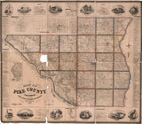 1860 Map of Pike County Illinois Pittsfield