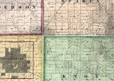 1861 Farm Line Map of Knox County Illinois Galesburg