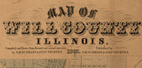 1864 Farm Line Map of Will County Illinois