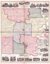 1871 Farm Line Map of White County Illinois Carmi