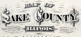 1873 Farm Line Map of Lake County Illinois Waukegan