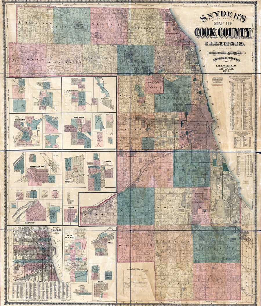 1886 Map of Cook County Illinois