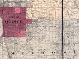 1889 Farm Line Map of Adams County Illinois Quincy