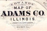 1889 Farm Line Map of Adams County Illinois Quincy