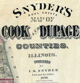 1890 Farm Line Map of Cook and Dupage County Illinois Chicago