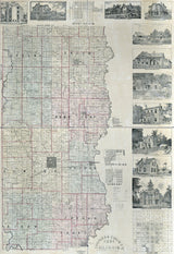 1891 Farm Line Map of Edwards County Illinois Albion