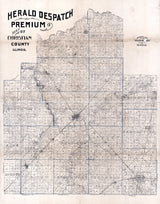 1893 Map of Christian County Illinois Taylorville