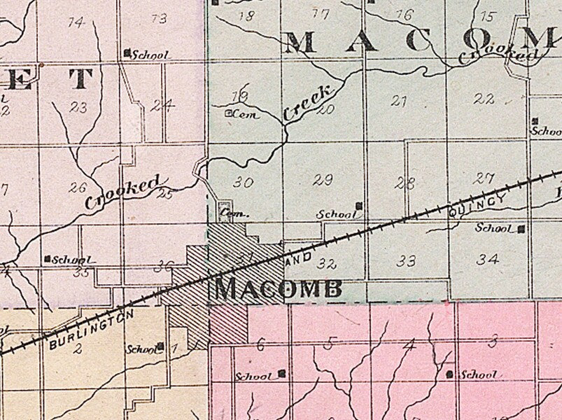 1893 Map of McDonough County Illinois Macomb