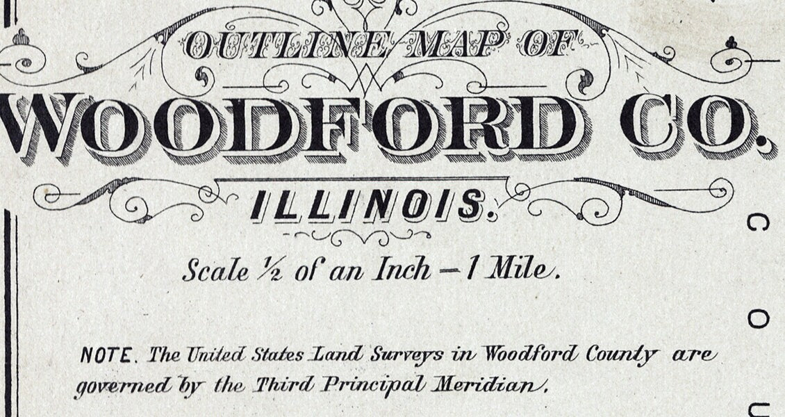 1893 Map of Woodford County Illinois Metamora