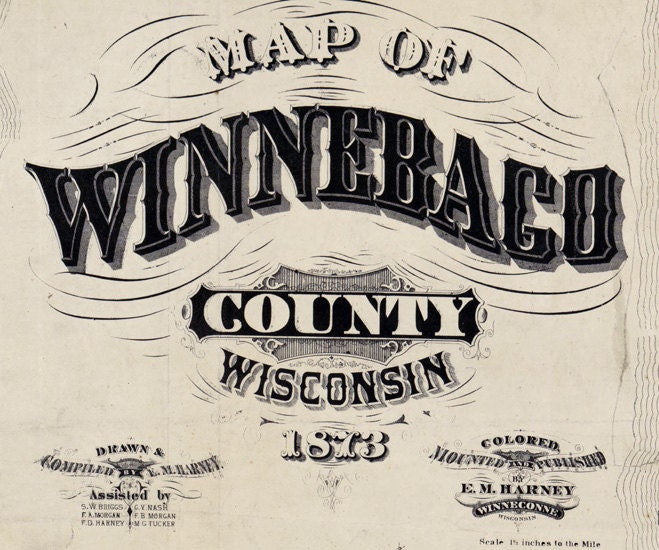 1873 Farm Line Map of Winnebago County Wisconsin