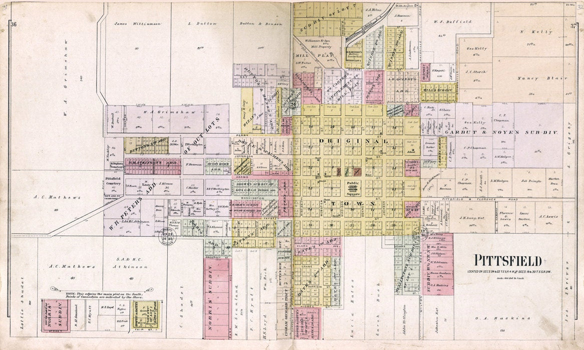 1895 Map of Pittsfield Pike County Illinois