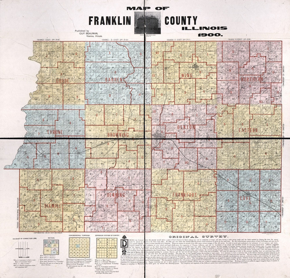1900 Farm Line Map of Franklin County Illinois