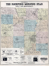 1902 Farm Line Map of Winnebago County Illinois Rockford