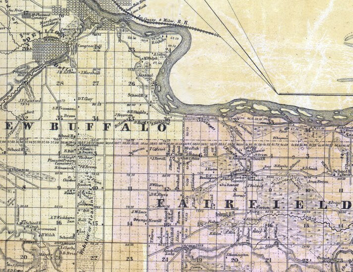 1859 Map of Sauk County Wisconsin Baraboo