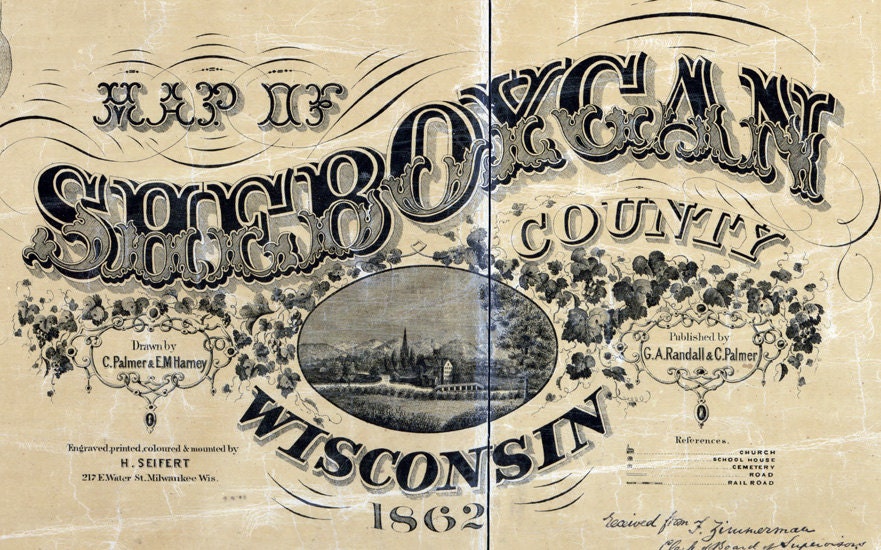 1862 Farm Line Map of Sheboygan County Wisconsin