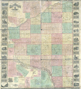 1868 Map of Grant County Wisconsin Platteville