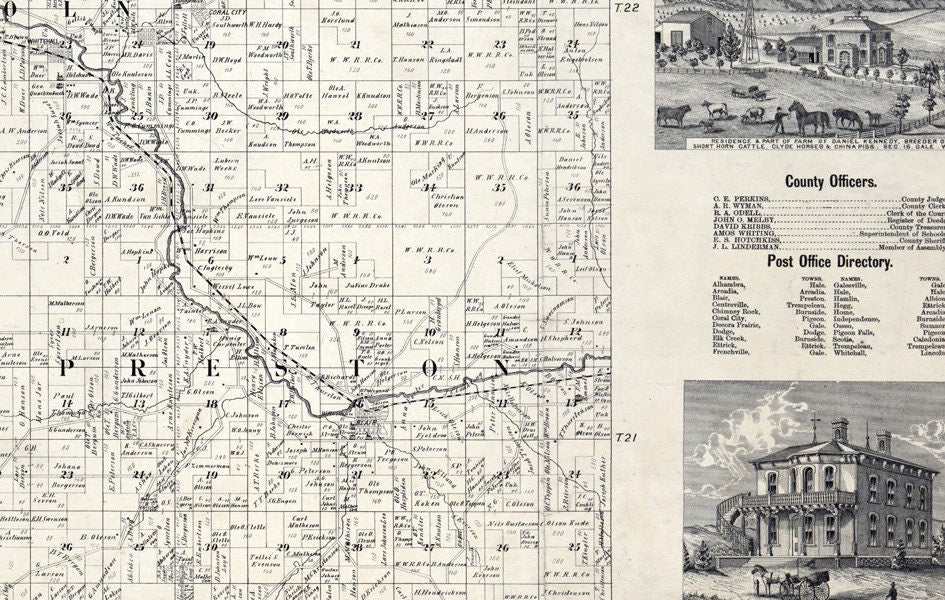 1877 Map of Trempealeau County Wisconsin