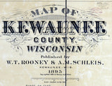 1895 Map of Kewaunee County Wisconsin Ahnapee