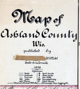 1898 Map of Ashland County Wisconsin Glidden