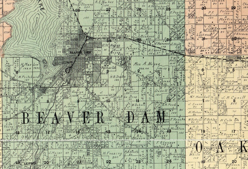 1900 Map of Dodge County Wisconsin