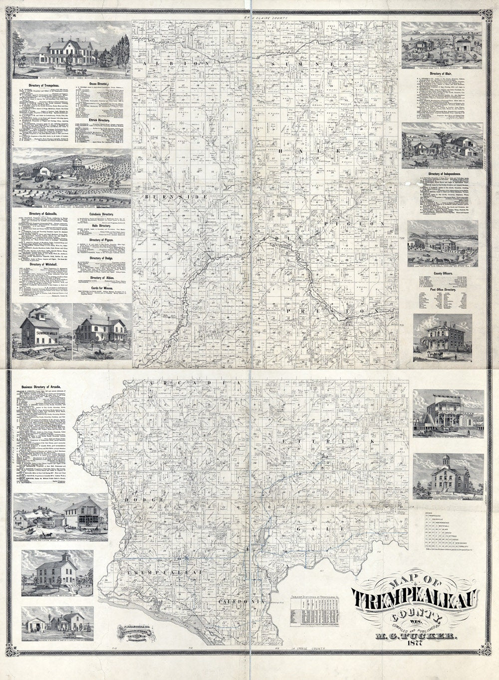 1877 Map of Trempealeau County Wisconsin