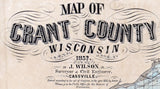 1890 Farm Line Map of Grant County Wisconsin Lancaster