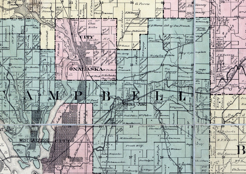 1890 Map of La Crosse County Wisconsin