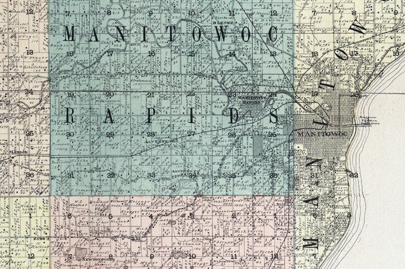 1902 Map of Manitowoc County Wisconsin