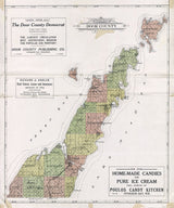 1914 Map of Door County Wisconsin Sturgeon