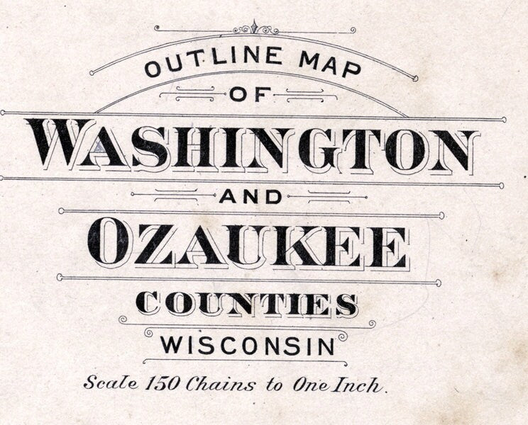 1915 Map of Washington & Ozaukee County Wisconsin