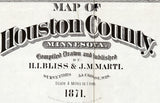 1871 Farm Line Map of Houston County Minnesota