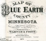 1879 Farm Line Map of Blue Earth County Minnesota Mankato