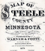 1879 Farm Line Map of Steele County Minnesota Owaton Medford