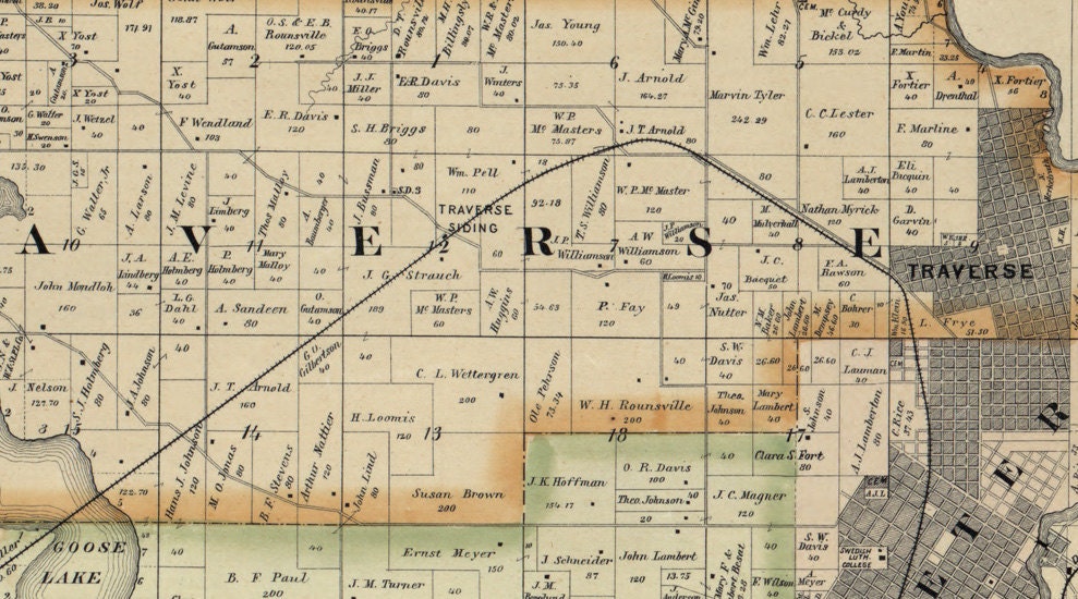 1885 Farm Line Map of Nicollet County Minnesota St Peter Traverse