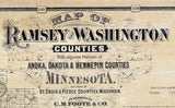 1887 Farm Line Map of Ramsey and Washington County Minnesota St Paul Stillwater