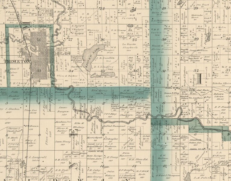 1898 Map of Isanti County Minnesota Princeton