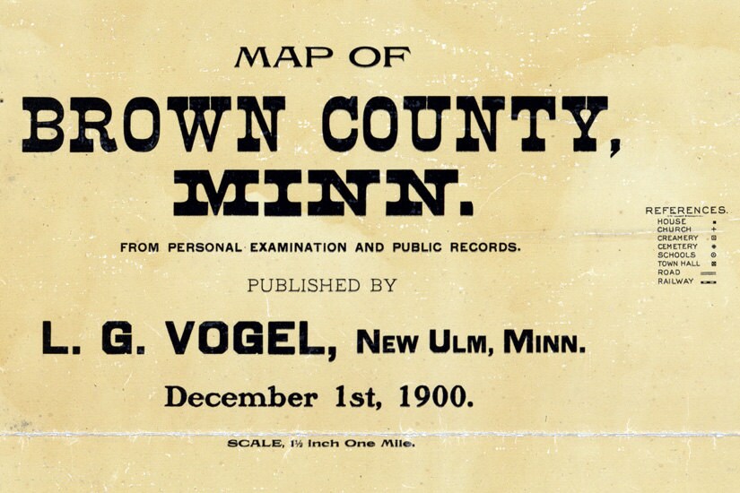 1900 Farm Line Map of Brown County Minnesota