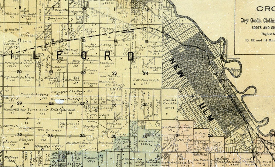 1900 Farm Line Map of Brown County Minnesota