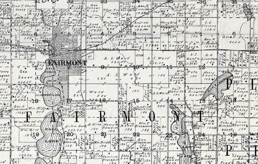 1901 Farm Line Map of Martin County Minnesota