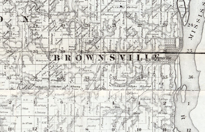 1871 Farm Line Map of Houston County Minnesota