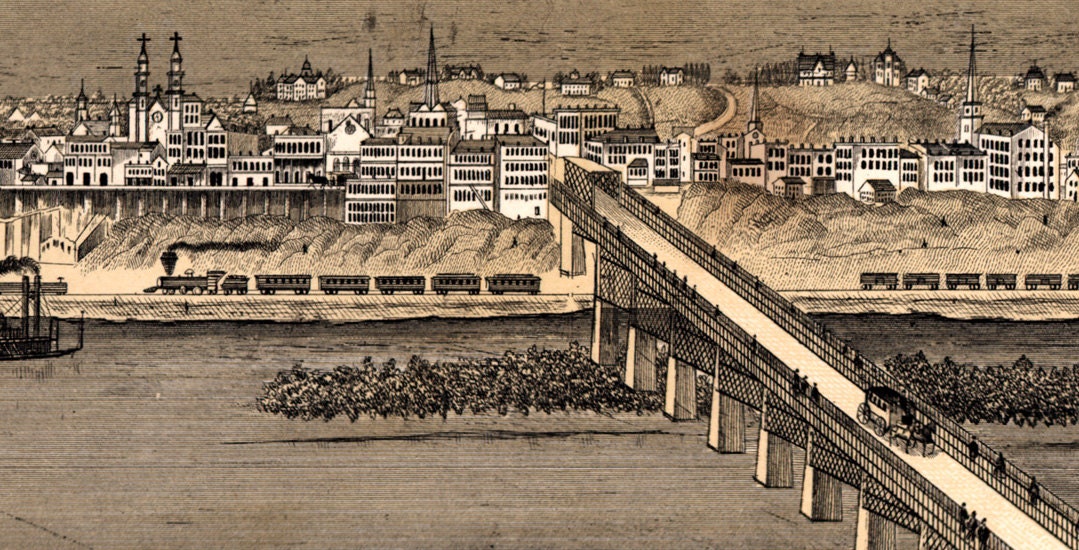 1873 Panorama Aerial Map of Saint Paul Minnesota