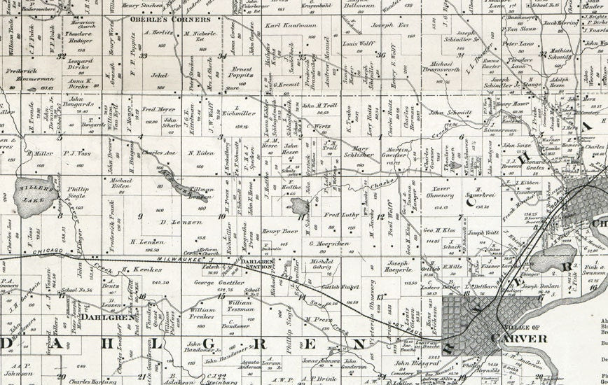 1880 Farm Line Map of Carver County Minnesota from actual surveys