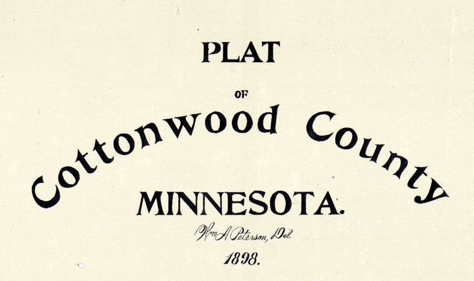 1898 Map of Cottonwood County Minnesota Windom Mountain Lane