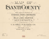 1898 Map of Isanti County Minnesota Princeton