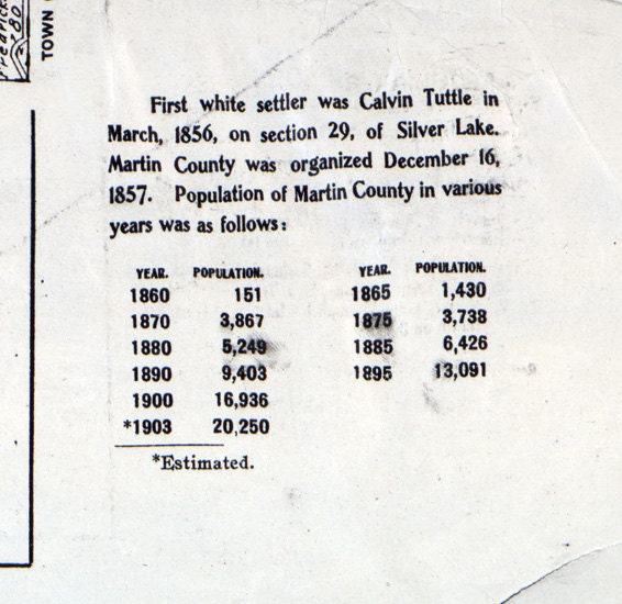 1901 Farm Line Map of Martin County Minnesota